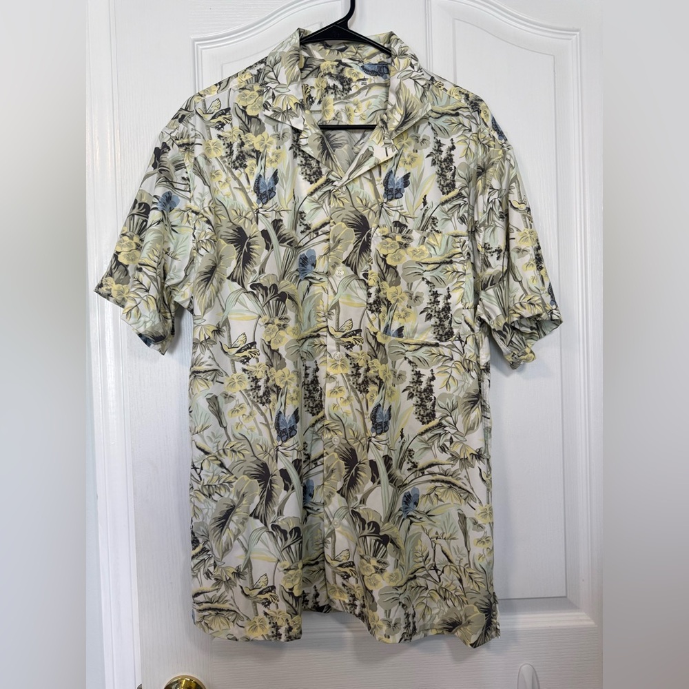 Abercrombie & Fitch Relaxed Yellow and Blue Floral Shirt Large Tall